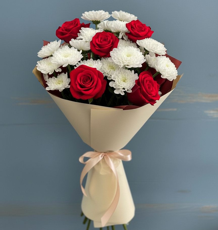 Букет цветов из: Розы и Хризантемы в Шаталово