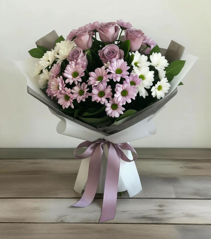 Букет цветов из: Хризантемы и Розы в Шаталово