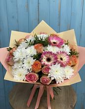 Букет цветов из:  Розы, Герберы и Хризантемы в Шаталово