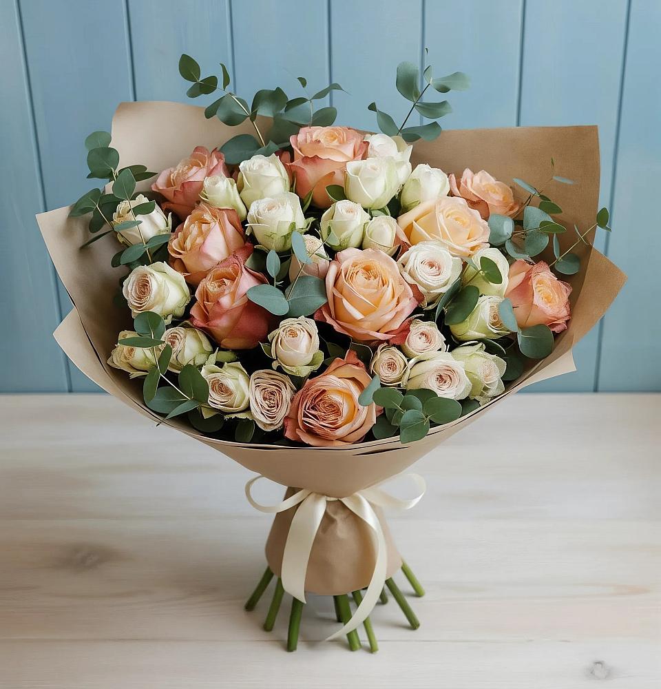 Букет цветов из: Альстромерии и Розы в Шаталово