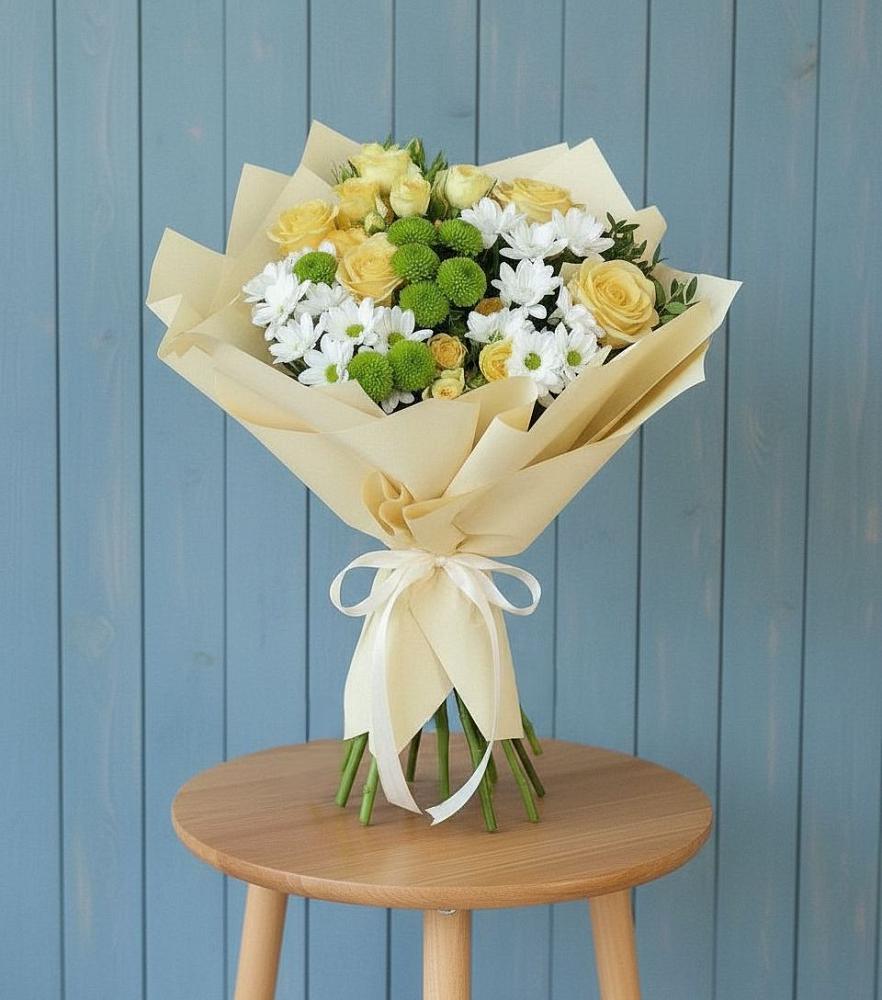 Букет цветов из: Хризантемы и Розы в Шаталово