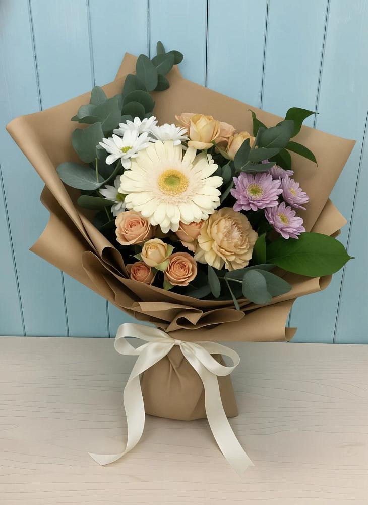 Букет цветов из: Герберы и Хризантемы в Шаталово