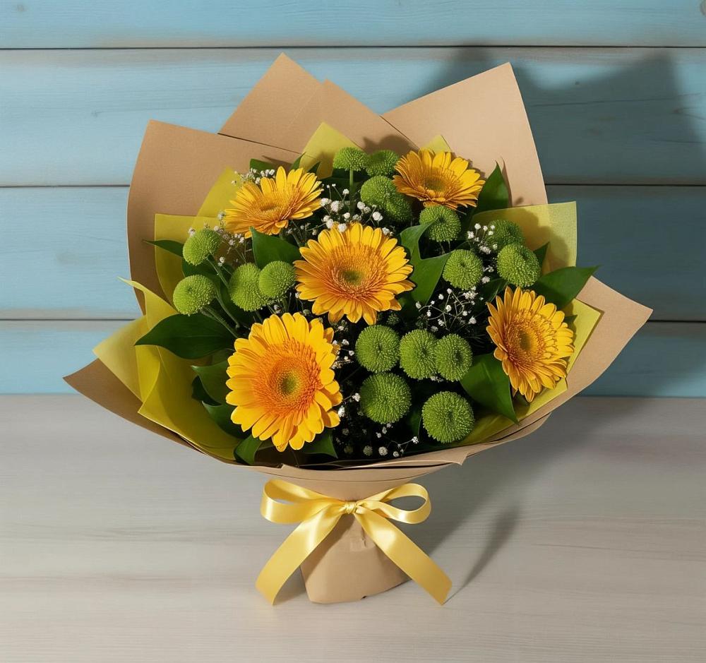 Букет цветов из: Герберы и Хризантемы в Шаталово