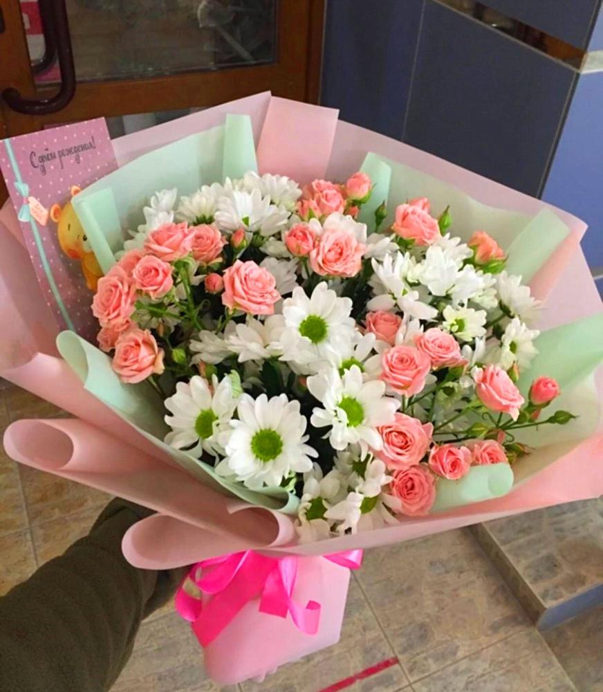 Букет цветов из: Розы и Хризантемы в Шаталово