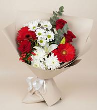 Букет цветов из:  Розы, Хризантемы, Герберы и Лилии в Шаталово