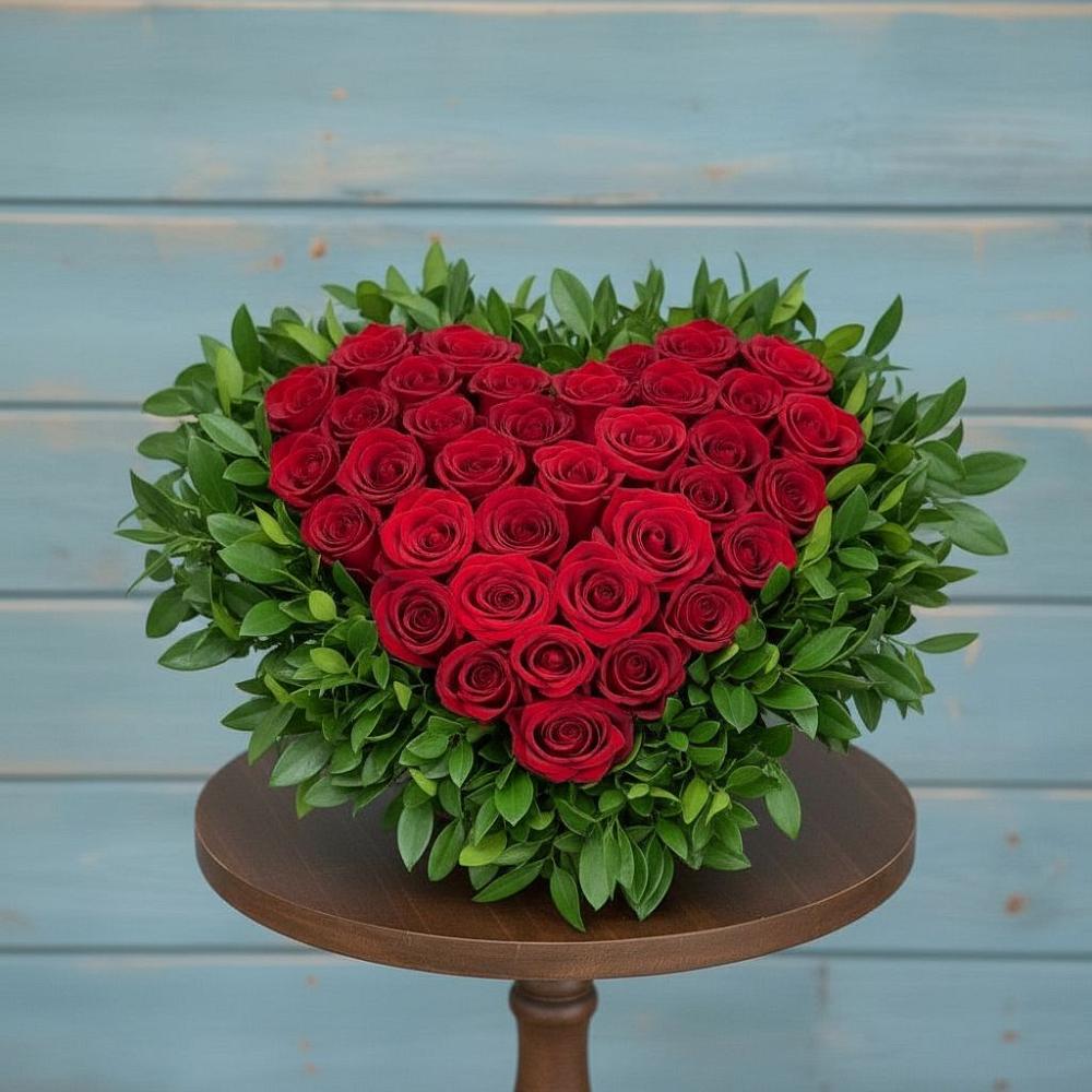 Цветочная композиция из Розы в виде сердца в Шаталово