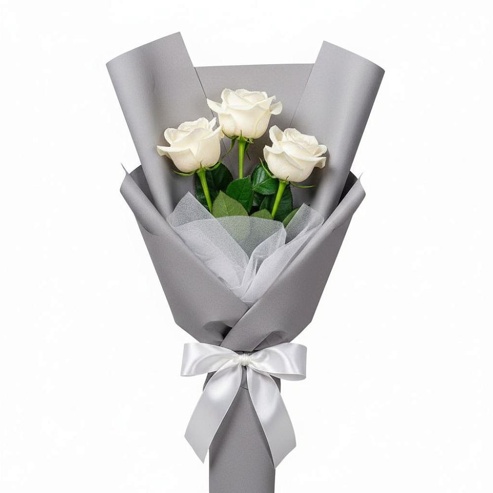 Букет 3 белые розы в Шаталово