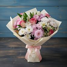 Букет цветов из:  Хризантемы, Альстромерии и Розы в Шаталово