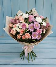 Букет цветов из:  Хризантемы, Розы и Альстромерии в Шаталово