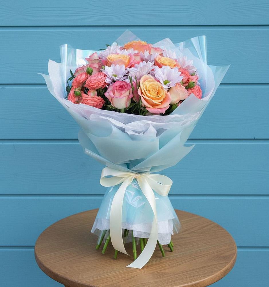 Букет цветов из: Хризантемы и Розы в Шаталово