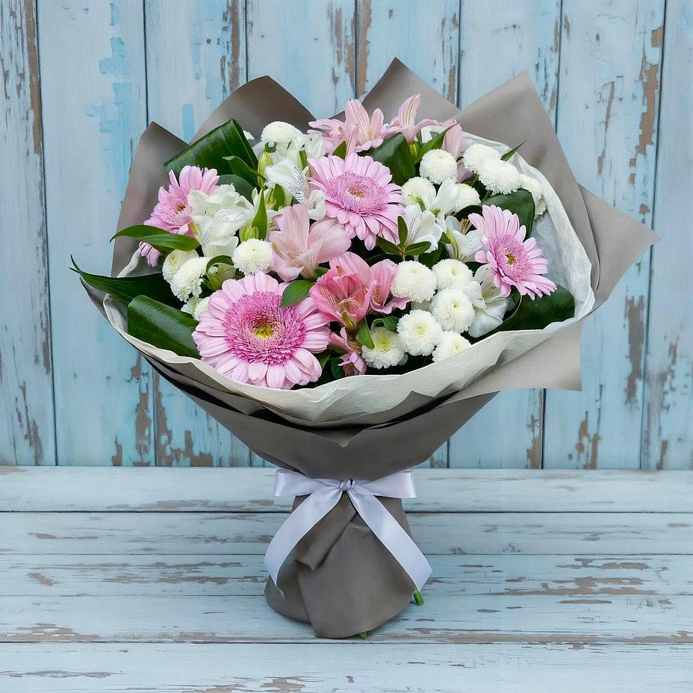 Букет цветов из: Герберы, Альстромерии и Хризантемы в Шаталово