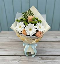 Букет цветов из:  Герберы, Розы и Хризантемы в Шаталово
